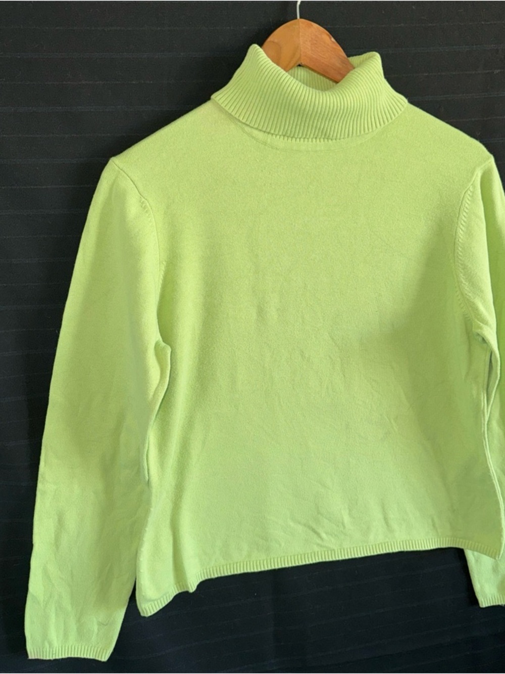 Talbots Sweater Womens Large Green Cotton Blend Turtleneck Pullover Long Sleeve - Picture 3 of 9